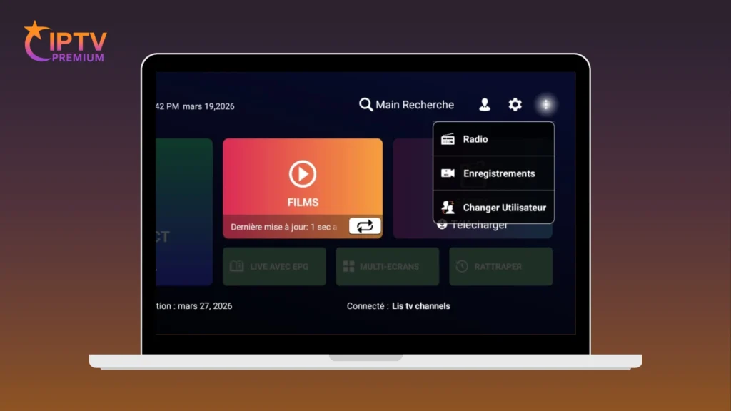 interface application pour changer d'utilisateur